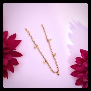 14k Gold Hollow Rolo Link Bracelet w/Dangle accent